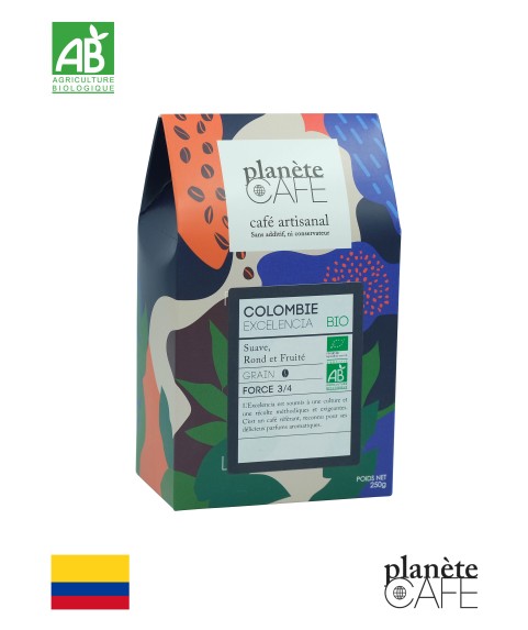 Café bio moulu Colombie torréfié en France Excelensia bio