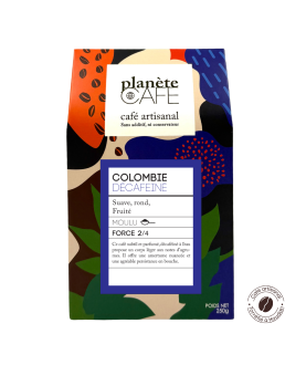 Café moulu de Colombie, décaféiné à l'eau torréfié en France