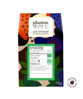 Café bio en grain d'Éthiopie torréfié en France Moka Sidamo